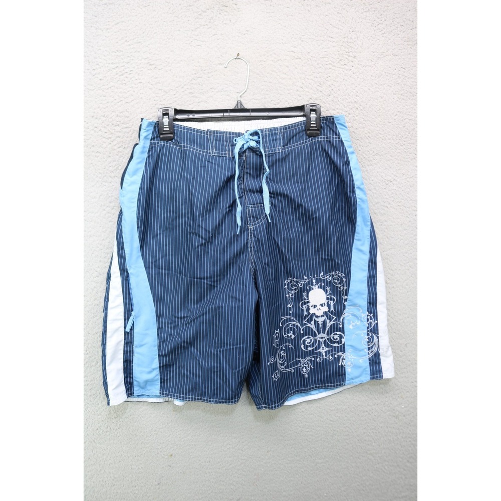 Joe Boxer Men's Swim Trunks-Size Medium-Skull-Tribal-Beachy-Vacation